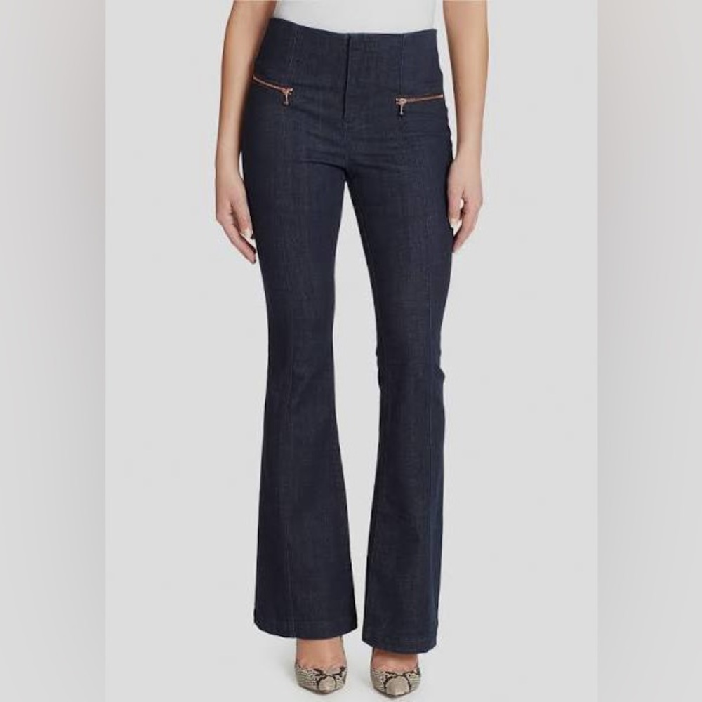 Skinnygirl Women's Blue Cotton Stretch High Rise Flare Jeans Size 25/0